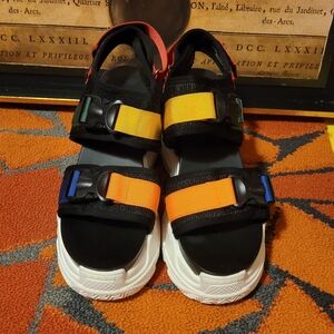 Anthony Wang PEACH Multicolor Buckle Strap Sandal 